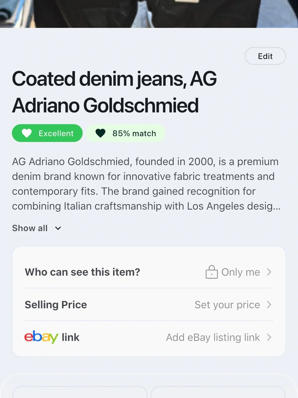 Ag Adriano Goldschmied Black Coated Men's Trousers
